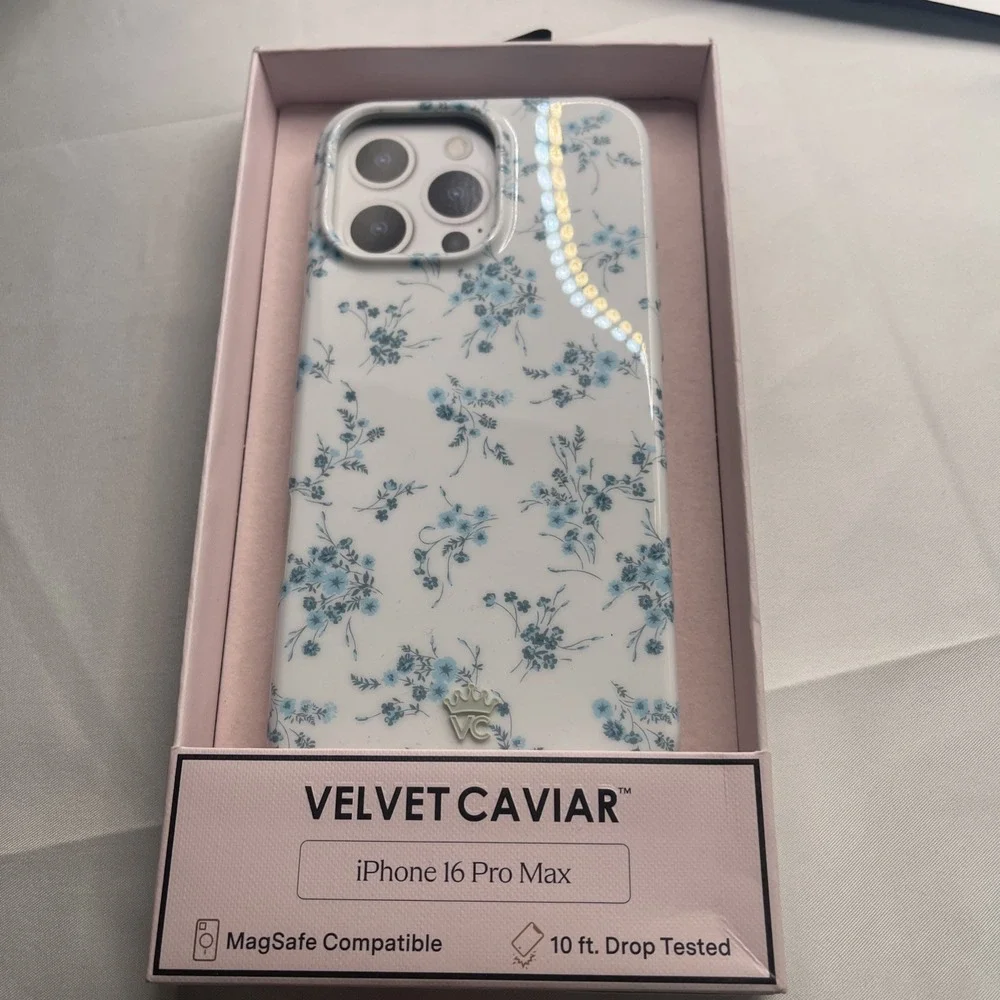Velvet Caviar Blue Floral Coquette Case iPhone 16 Pro Max MagSafe Protective